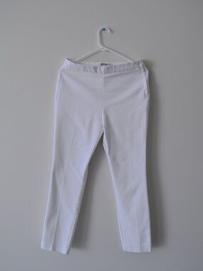 White Straight-Leg Ankle-Length Pants